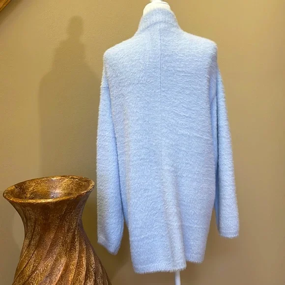 NWOT J CREW POINT SUR FUZZY CARDIGAN LT BLUE MEDIUM OVERSIZED ZIP UP JACKET - Picture 10 of 13